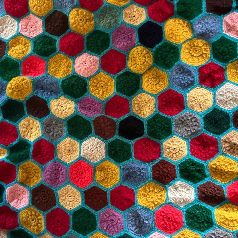 Vintage Crochet Hexagon Afghan